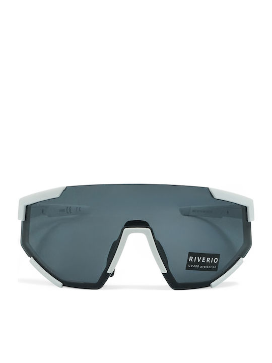 Riverio Unisex Γυαλιά Ηλίου με Λευκό Κοκκάλινο Σκελετό και Μαύρο Φακό 9090-7