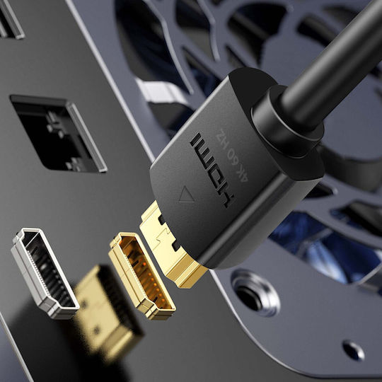 Swissten HDMI 2.0 Кабел 4K 60Hz Телевизори Златно Покрити Конектори 1 М Черен