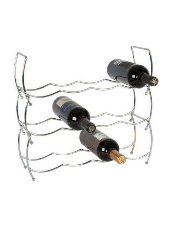 Excellent Houseware Επιτραπέζια Μπουκαλοθήκη Μεταλλική για 12 Μπουκάλια Ασημί 42x13x14εκ.