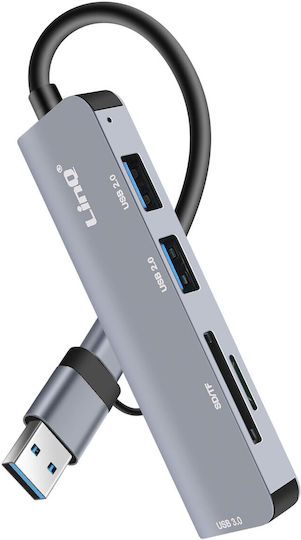 Linq Usb C Usb Hub Usb 3.0 + 2x Usb 2.0 Sd Tf Card Reader Black