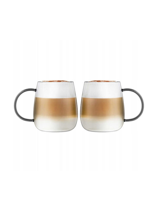 Vialli Design Mug Glass Transparent 400ml 2pcs