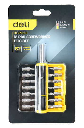 Deli Satz Schraubendreher-Bits Dl251201 Magnetische Adapter 15Stücke Dl251201