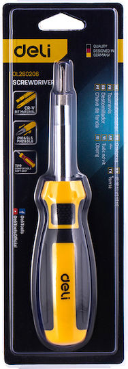 Deli Screwdriver with 4 Magnetic Interchangeable Tips