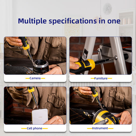 Deli Screwdriver with 4 Magnetic Interchangeable Tips