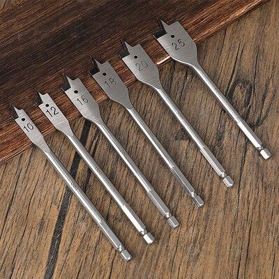 Deli Set Spade Drill Bits Dh-mbz006-ed1 Wood Carbon Steel 10 12 16 18 20 25mm Hexagon 6 Pieces Dh-mbz006-ed1