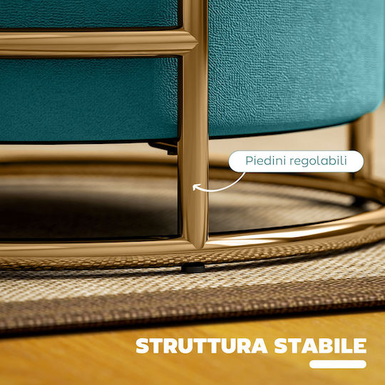 Stool For Living Room With Storage Space Upholstered with Velvet Green 42x42x39cm
