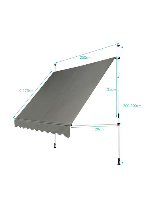 Costway Zelt Terrasse mit LEDs Gray 2.5x1.2m