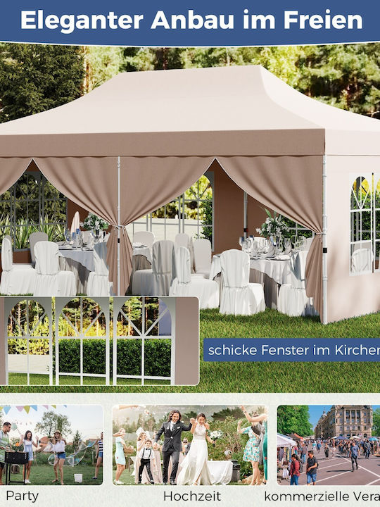Costway Garden Freestanding Gazebo Beige 3x6cm