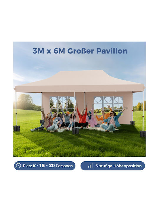 Costway Garden Freestanding Gazebo Beige 3x6cm