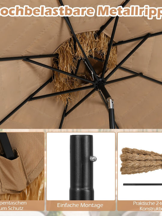 Professioneller Geflecht Garten- und Terrassen-Sonnenschirm Beige 2.7x2.7m
