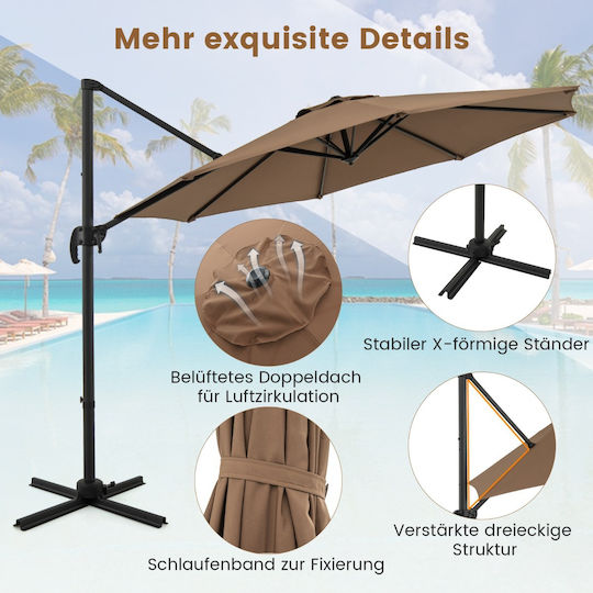 Umbrella Floor Aluminum Brown with Base 2.47x2.47m NP11552CF