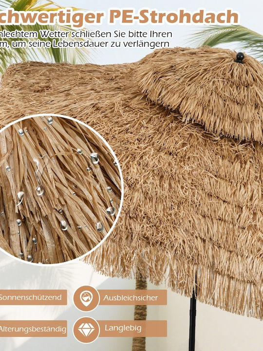 Professioneller Geflecht Garten- und Terrassen-Sonnenschirm Beige 2.7x2.7m