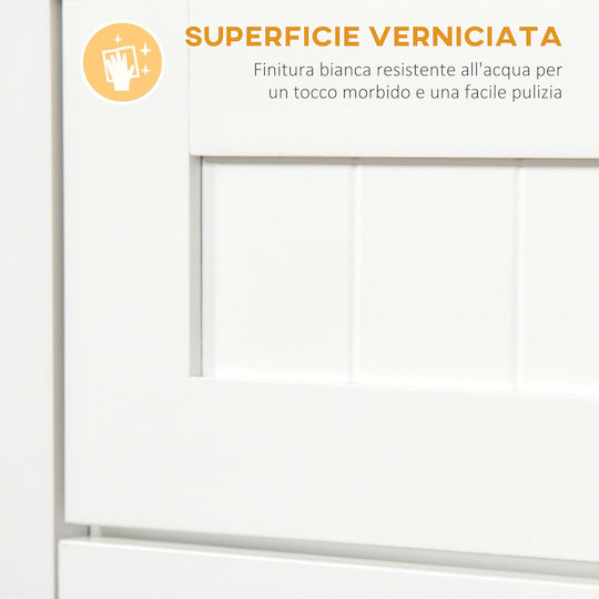 Lower Oven Cabinet with Countertop White 60x40x122.5cm