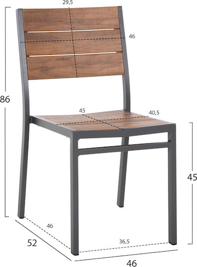 Стол Saga Hm6063.02 Тъмно Тъмно сиво 46x52x86см. Стол Saga Hm6063.02 Тъмно Тъмно сиво 46x52x86см.