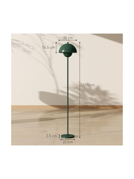 HomCom Floor Lamp H155xW30cm. with Socket for Bulb E27 Green