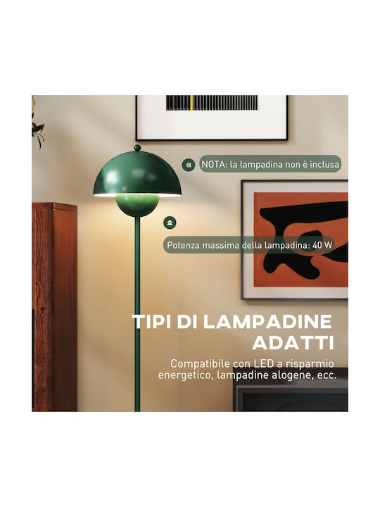 HomCom Floor Lamp H155xW30cm. with Socket for Bulb E27 Green