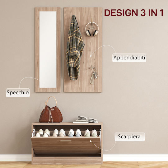 Entry Furniture with Mirror & Hanger Dark Brown 80x27x46.5cm
