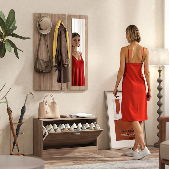 Entry Furniture with Mirror & Hanger Dark Brown 80x27x46.5cm