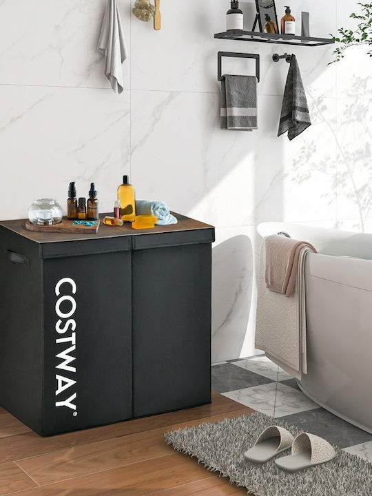 Costway Καλάθι Απλύτων Υφασμάτινο 115lt με Καπάκι 62x31x60cm Μαύρο