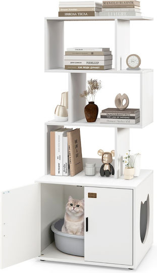 Costway White Wardrobe Shelves & Cat Litter Space 60 X 45.5 X 142 cm Pv10166wh