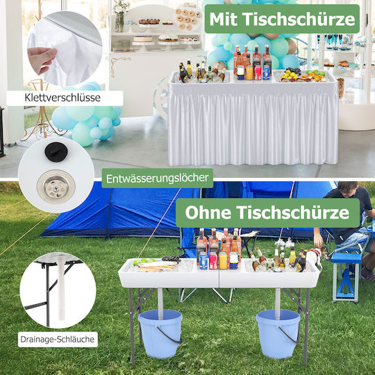 Costway Picknicktisch Metallisch Klappbar Weiß