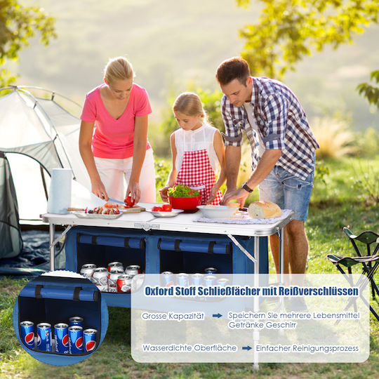 Costway Tabelul Aluminiu pentru Camping Pliabil Albastru
