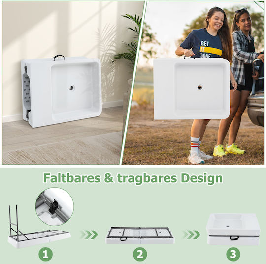 Costway Picknicktisch Metallisch Klappbar Weiß
