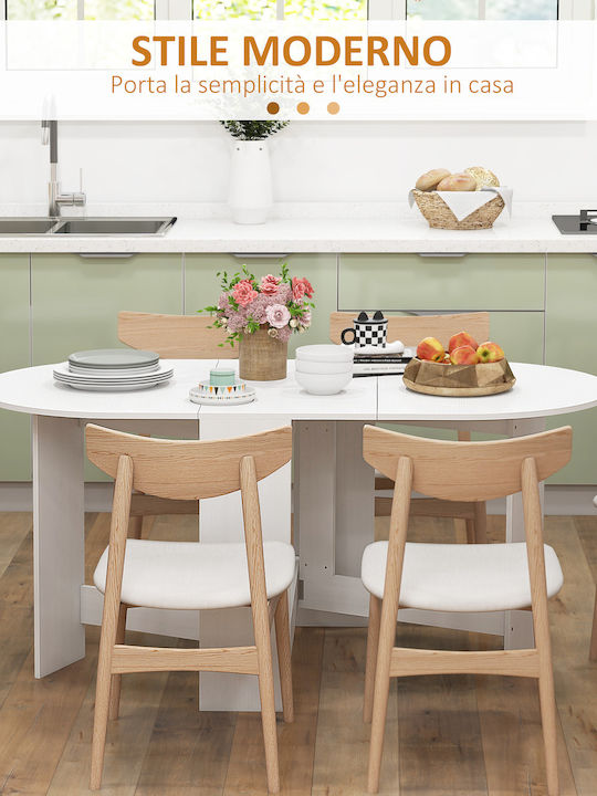 Tisch Küche Klappbar Holz White 163x80x75cm
