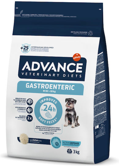 Advance Gastroenteric Mini 3kg Hrană Uscată pentru Câini de Rase Mici cu Orez, Păsări de curte, Pui, Pește și Carne de porc
