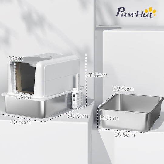 Pawhut Sand Cat Toilet Closed with Filter White L40.5 x W60.5 x H41.5cm