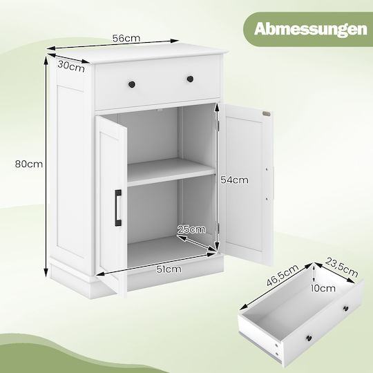 Costway Badezimmerschrank B56xT30xH80cm Weiß