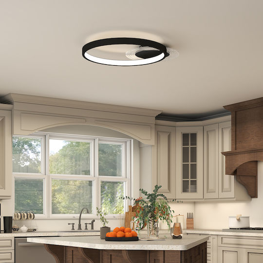 HomCom Ceiling Mount Light 60cm Black with Integrated LED