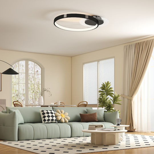 HomCom Ceiling Mount Light 60cm Black with Integrated LED