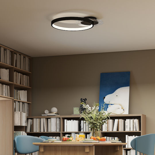 HomCom Ceiling Mount Light 60cm Black with Integrated LED