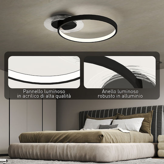 HomCom Ceiling Mount Light 60cm Black with Integrated LED