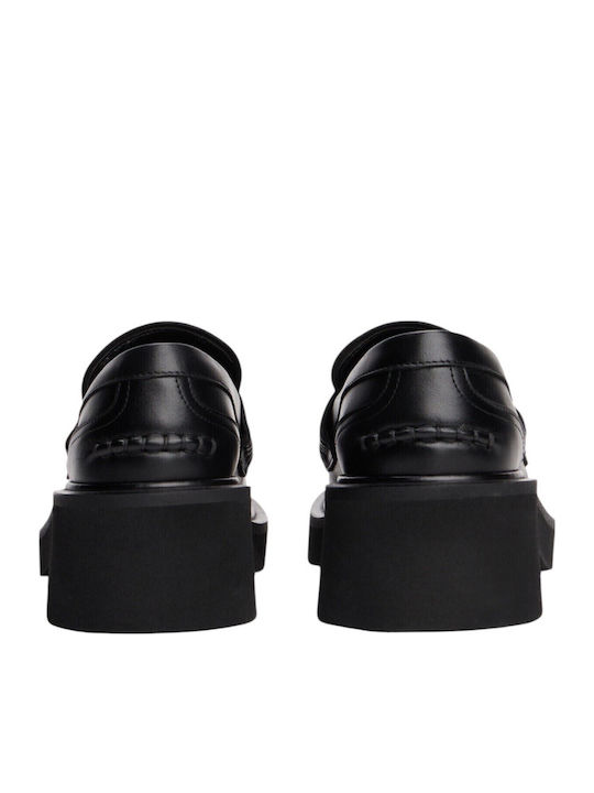 Leather Women's Loafers in Black Color
