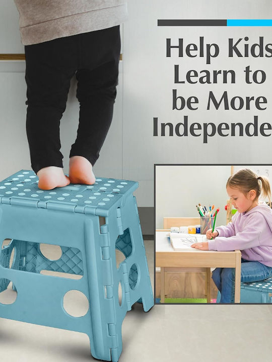 Collapsible Kitchen Stool with Storage Space Blue