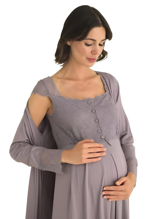 Monamise Robe Maternity & Nursing in Lilac color