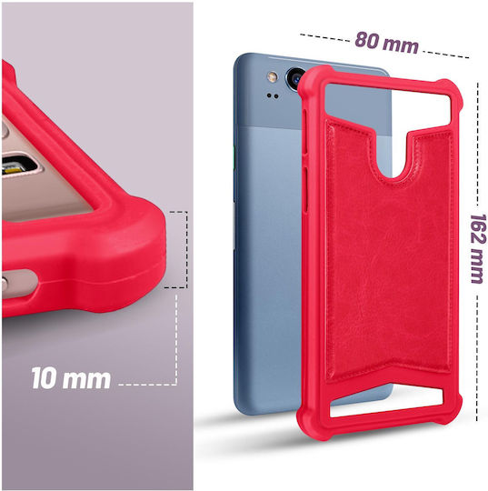 Universal Faux-leather Shock Absorbing Case 5.3" 5.5" Smartphones – Fuchsia