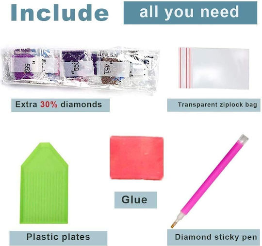Diamond Painting Canvas Kit 5D DIY Cross Stitch Kit 30x30cm