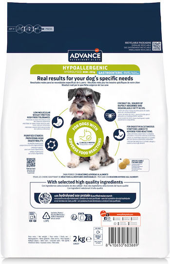 Advance Hypoalergenic and Gastroenteric Mini 2kg Ξηρά Τροφή Σκύλων Μικρόσωμων Φυλών με Αρνί και Ψάρια