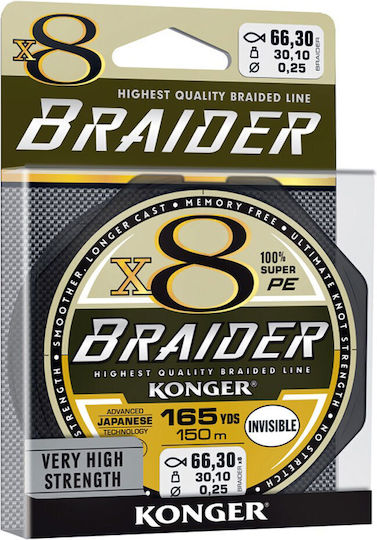 Konger Braider X8 Invisible Fishing Filament 150m / 0.18mm / 21.4kg