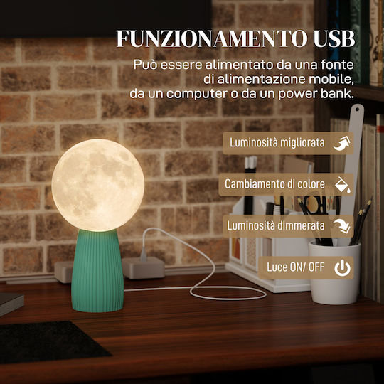 HomCom Διακοσμητικό Φωτιστικό LED Θερμό Λευκό Moon Light 15x15x28εκ.