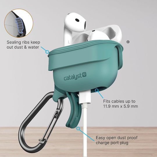 Catalyst Case Airpods 4 Waterproof IPX6 Carabiner Green