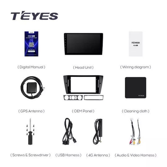 Teyes Sistem Audio Auto pentru BMW Serie 3 (E91) Skoda Rapid 2005-2013 (Bluetooth/USB/WiFi/GPS/Apple-Carplay/Android-Auto) cu Ecran Tactil 9.5"