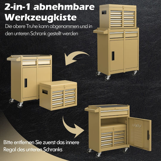 Costway Dulap Dublu Pentru Scule Cu Raft Reglabil și 8 Compartimente Galben Sarcină Maximă 100 Kg Tl35688yw