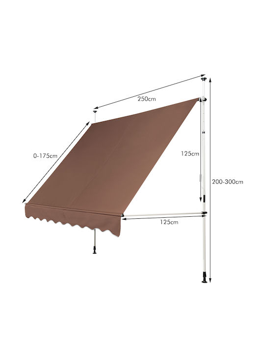 Costway Zelt Terrasse mit LEDs Braun 2.5x2m