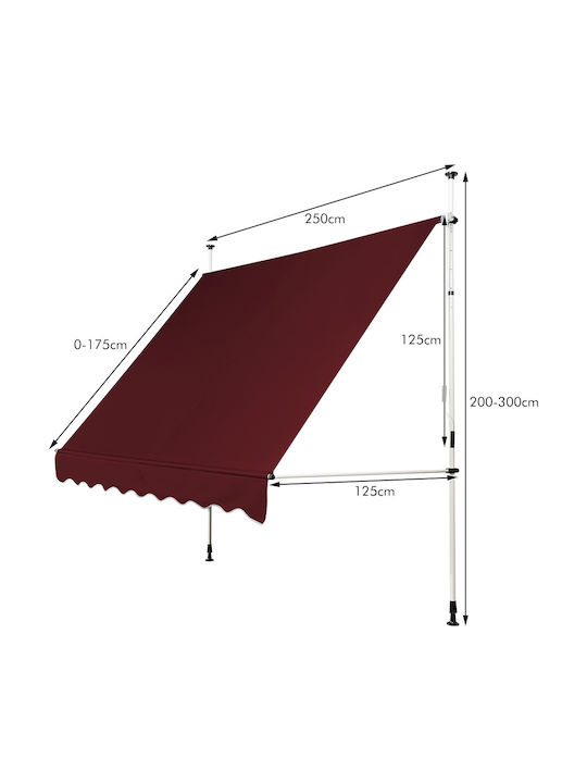 Costway Zelt Terrasse mit LEDs Rot 2.5x2m