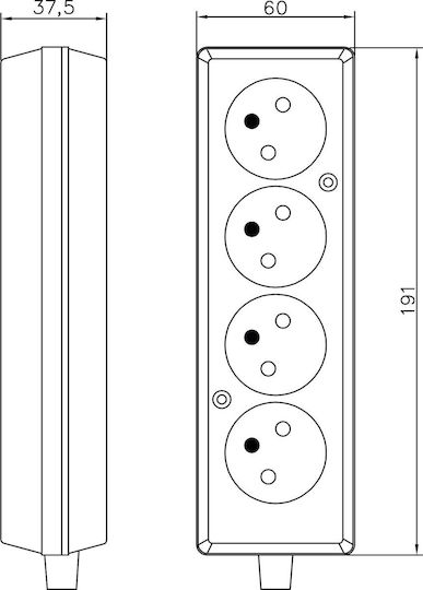 Montis Steckdosenleiste 4 Positionen ohne Kabel