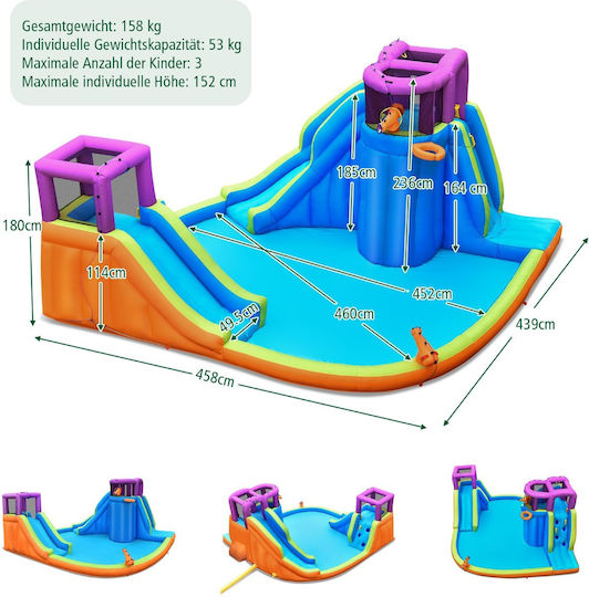 Costway Φουσκωτό Splash & Fun με Τσουλήθρα για 3-10 Ετών
